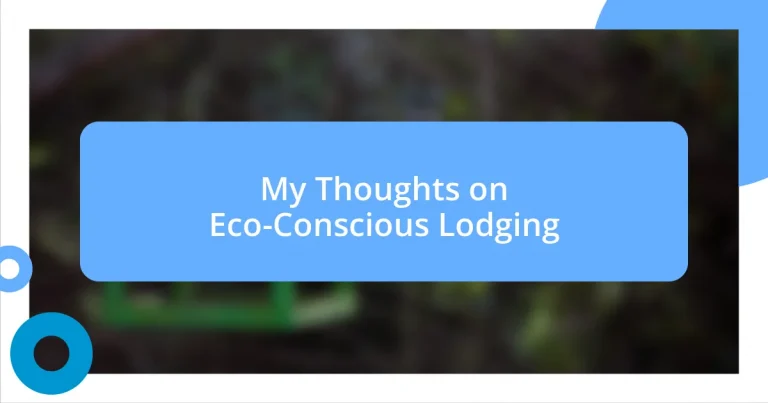 My Thoughts on Eco-Conscious Lodging